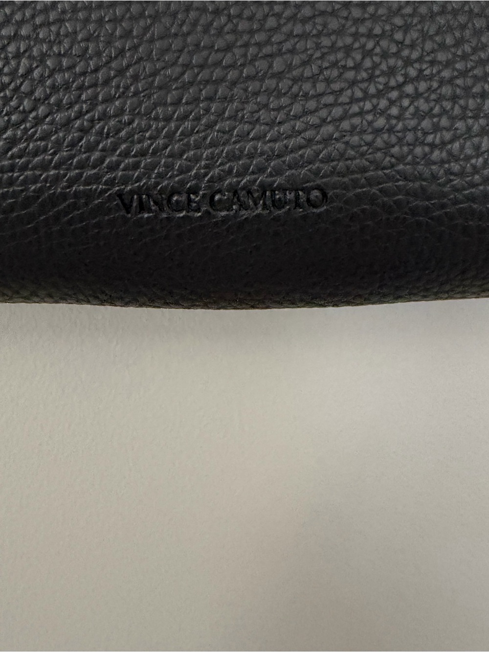 Vince Camuto Black Pebbled Tote Bag Taupe Gray Stripe - Picture 3 of 9